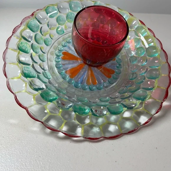 Glass Art Flower. 9.5 inch diameter, multicolored - Picture 9 of 10